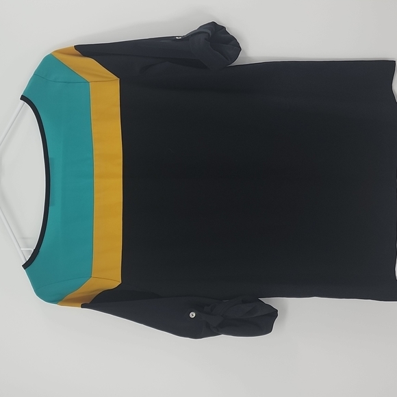 karol basic | Tops | Karol Basic Black Mustard Yellow And Teal Roll Tab ...